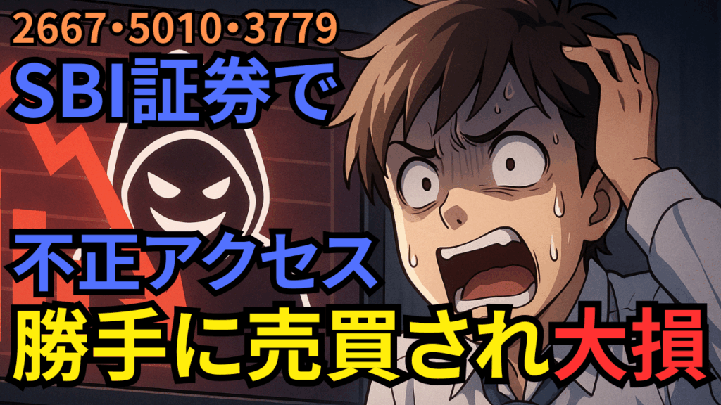 【2667・5010・3779】SBI証券で不正アクセスから勝手に売買され大損